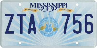 MS license plate ZTA756