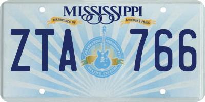 MS license plate ZTA766