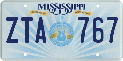 MS license plate ZTA767