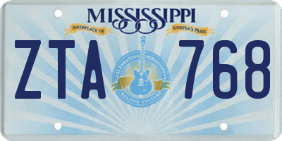 MS license plate ZTA768