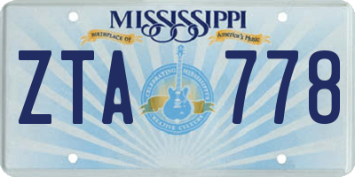 MS license plate ZTA778