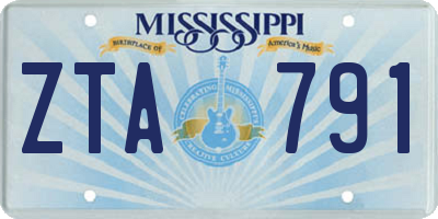 MS license plate ZTA791
