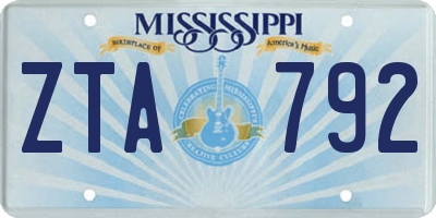 MS license plate ZTA792
