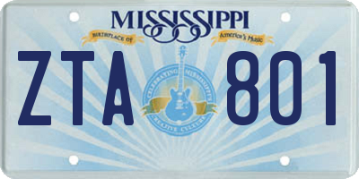 MS license plate ZTA801