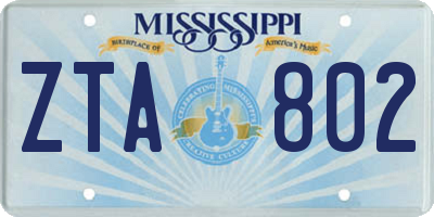 MS license plate ZTA802