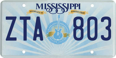 MS license plate ZTA803