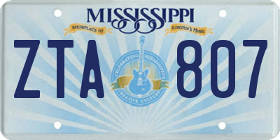 MS license plate ZTA807