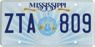 MS license plate ZTA809
