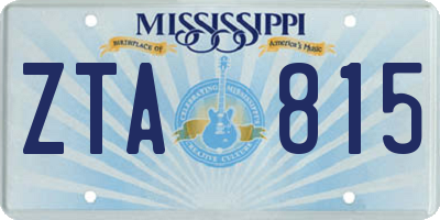 MS license plate ZTA815