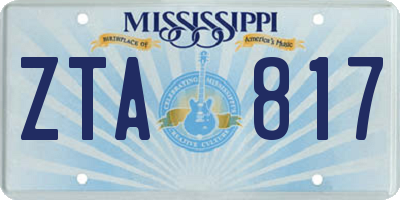 MS license plate ZTA817