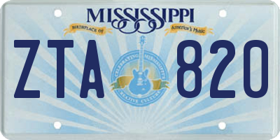 MS license plate ZTA820