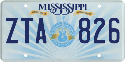 MS license plate ZTA826