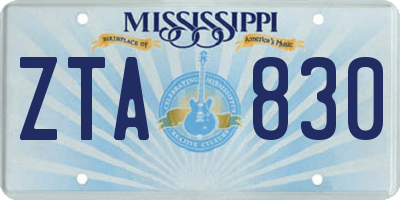 MS license plate ZTA830