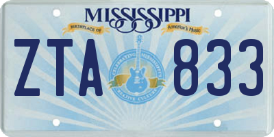 MS license plate ZTA833