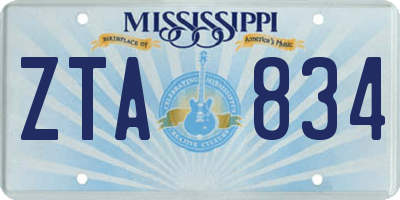 MS license plate ZTA834