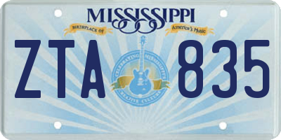 MS license plate ZTA835