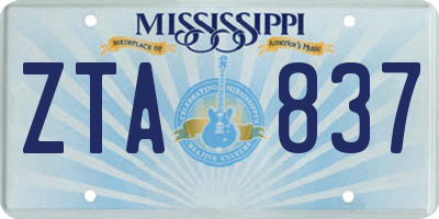 MS license plate ZTA837