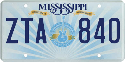 MS license plate ZTA840