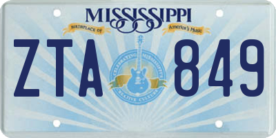 MS license plate ZTA849