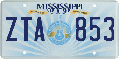 MS license plate ZTA853