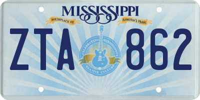 MS license plate ZTA862