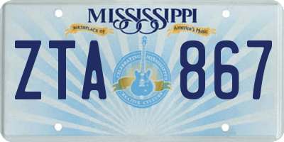 MS license plate ZTA867