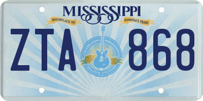 MS license plate ZTA868
