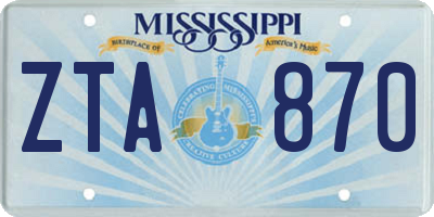 MS license plate ZTA870