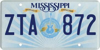 MS license plate ZTA872