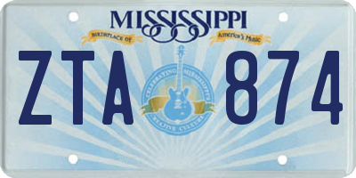 MS license plate ZTA874
