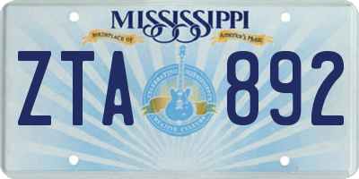 MS license plate ZTA892
