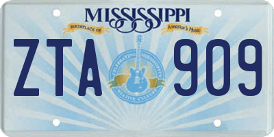 MS license plate ZTA909