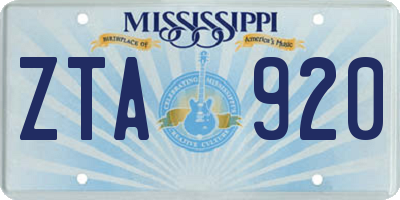 MS license plate ZTA920