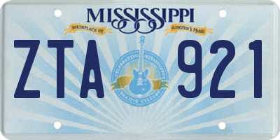 MS license plate ZTA921