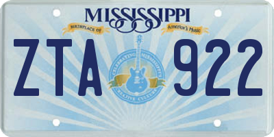 MS license plate ZTA922