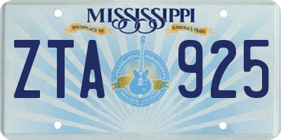 MS license plate ZTA925