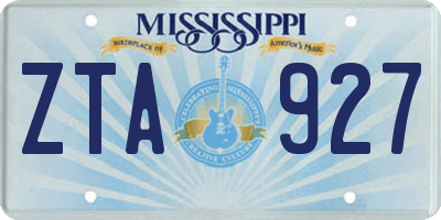 MS license plate ZTA927