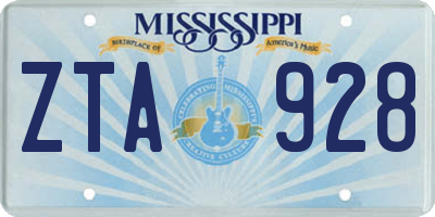 MS license plate ZTA928