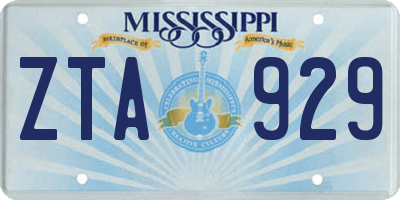 MS license plate ZTA929