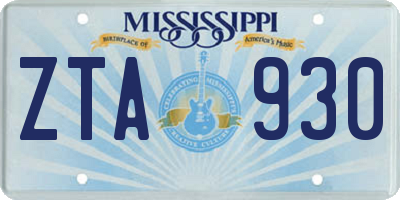 MS license plate ZTA930