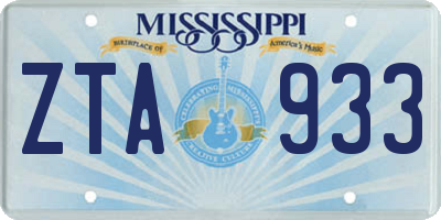 MS license plate ZTA933