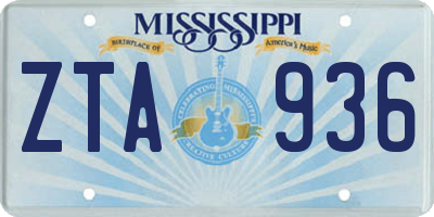 MS license plate ZTA936