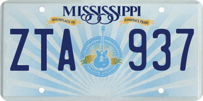 MS license plate ZTA937