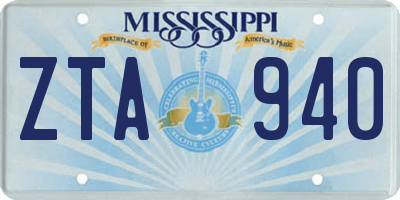 MS license plate ZTA940