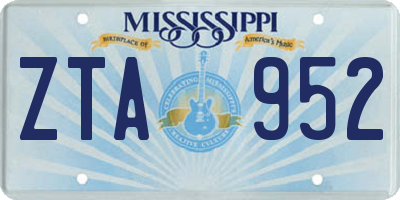 MS license plate ZTA952