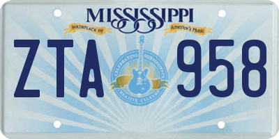 MS license plate ZTA958