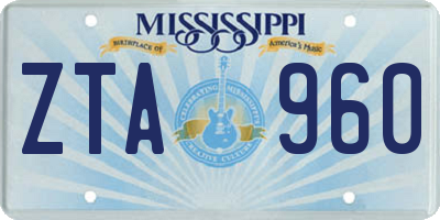 MS license plate ZTA960