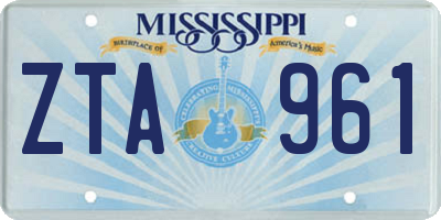 MS license plate ZTA961
