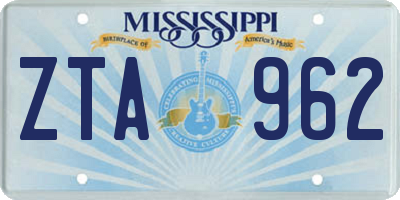 MS license plate ZTA962