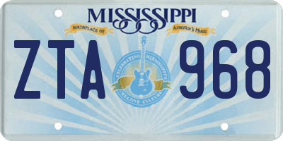 MS license plate ZTA968
